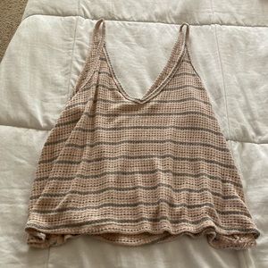 Glyder rosewater stripe pink/gray waffle textured tank top size medium